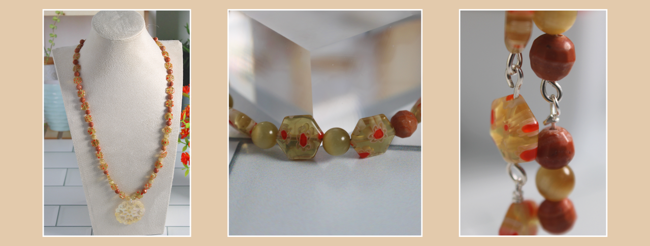 Honey tiger eye handmade necklace bracelet and earrings